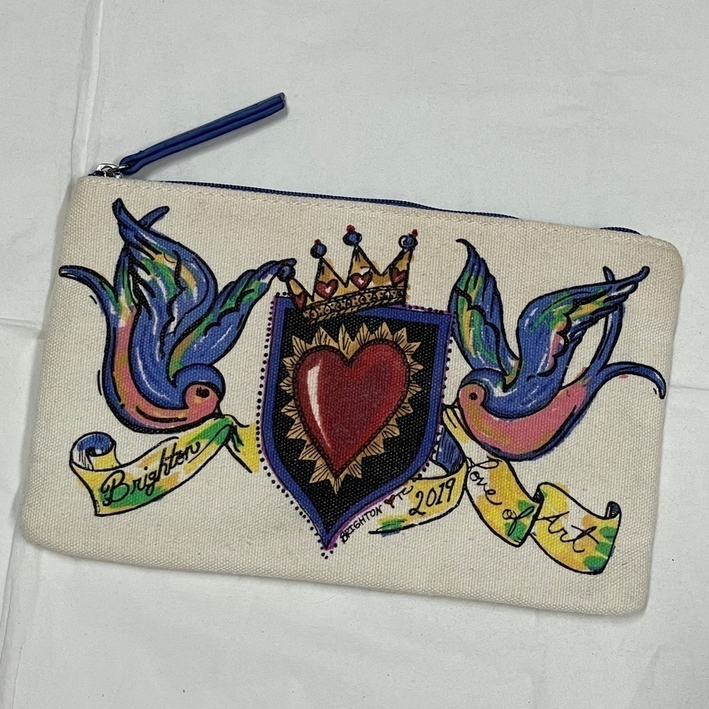 Brighton Art is Love Zipper Pouch Rainbow Bird Heart Design